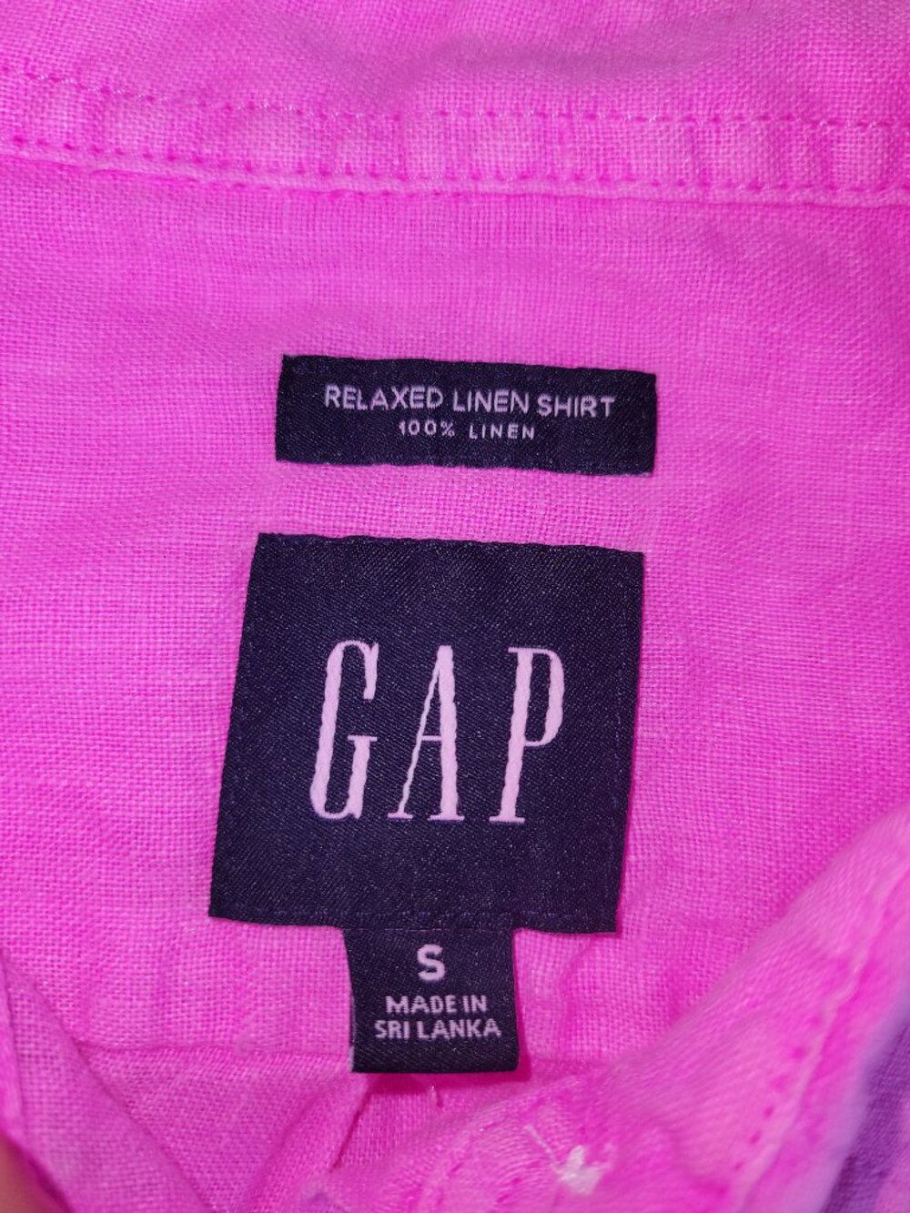GAP Bright Pink Relaxed Linen Button Front Shirt Women's Size S - Picture 10 of 10